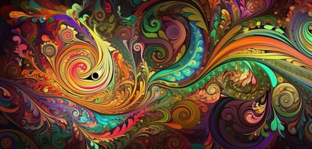 A colorful background with a swirly pattern and the word love on it.