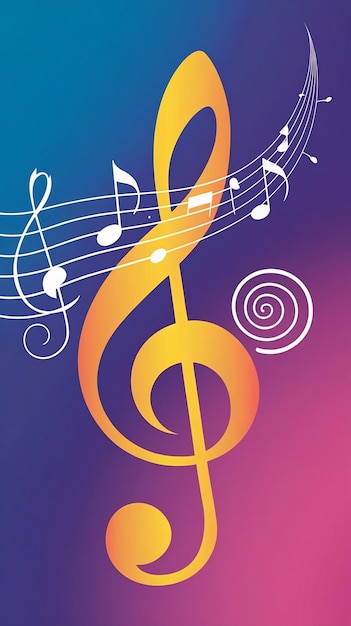 A colorful background with a treble clef and a spiral design