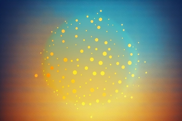 A colorful background with yellow dots and a blue sky