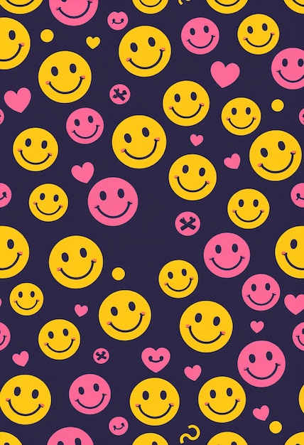 a colorful background with a yellow heart and hearts