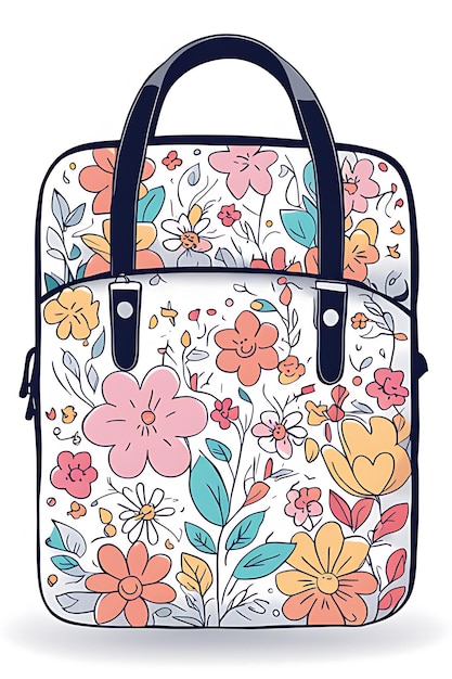 Photo a colorful backpack with flowers on it and a black handle