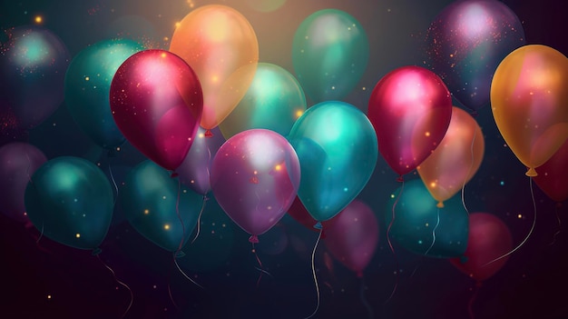 Colorful ballons for card party design flyer poster decor banner web advertising