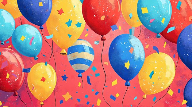 Photo colorful balloon fiesta celebration with sparkling confetti background