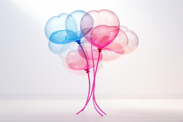 a colorful balloon with the words  pink blue and blue  in the bottom right corner