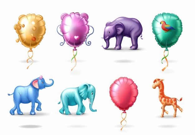 Photo colorful balloons and animal balloons