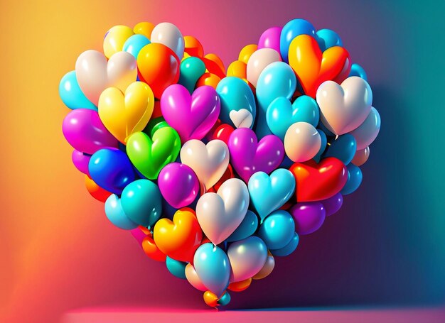 colorful balloons background with heart