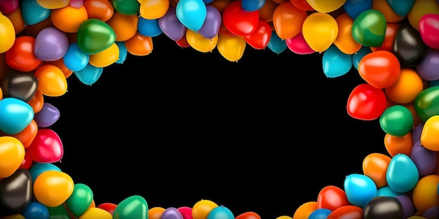 Colorful balloons on a black background