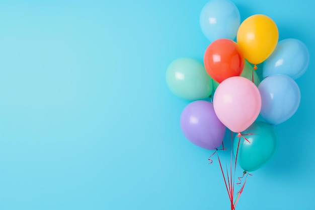 Colorful Balloons on Blue Background for Holiday Banners