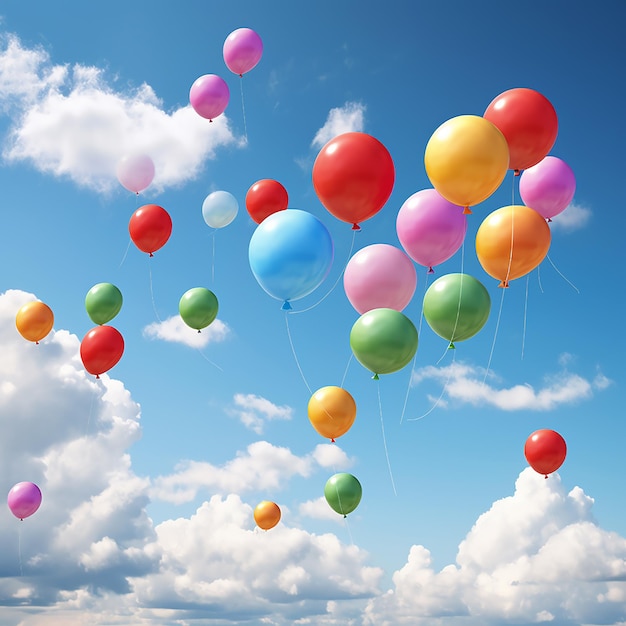 Colorful Balloons in the Blue Sky