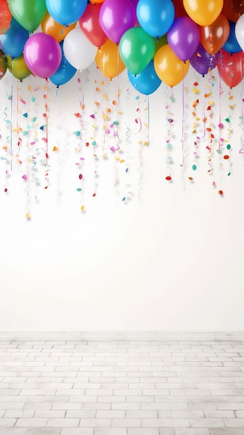 Colorful balloons and confetti Colorful party balloons with confetti AI Generated