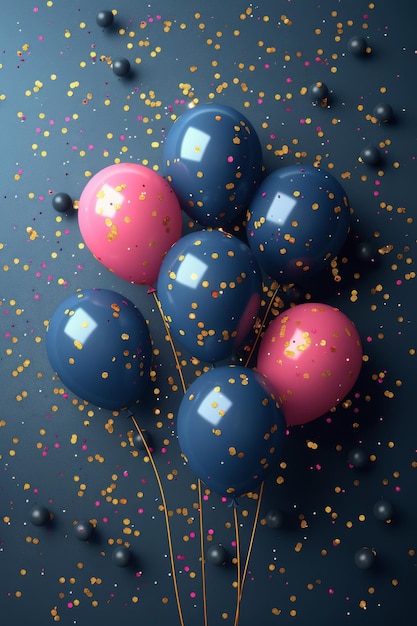 Colorful Balloons Covered in Confetti