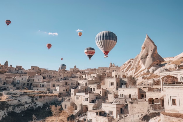 Colorful Balloons Floating Over Cappadocia Turkey