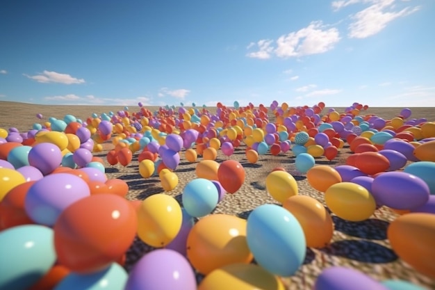 Colorful balloons flying in the blue sky