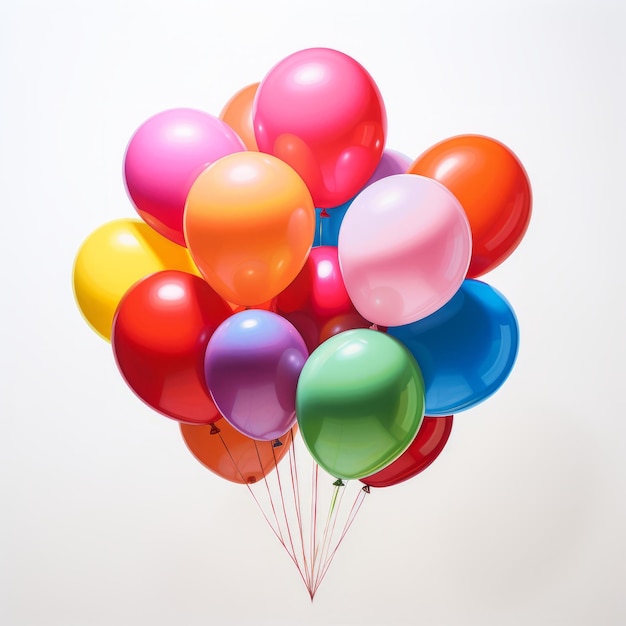 Colorful balloons on white background Birthday anniversary celebration concept