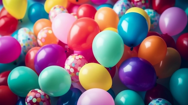 Colorful balloons with happy celebration