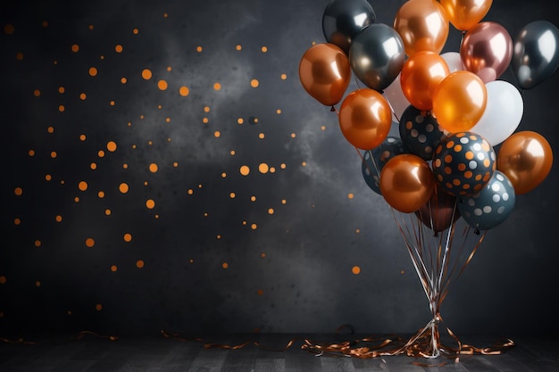 Colorful balloons with sparkles on a tabletop