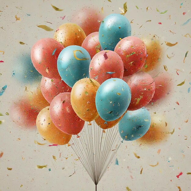 colorful balloons on a wooden background