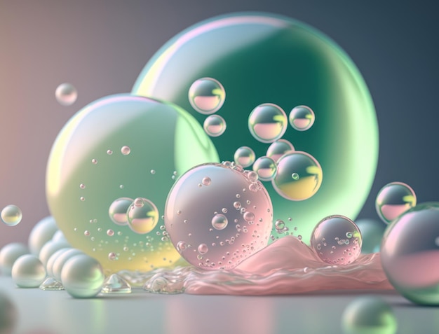 Colorful balls Dynamic liquid shapes background created with Generative AI technology