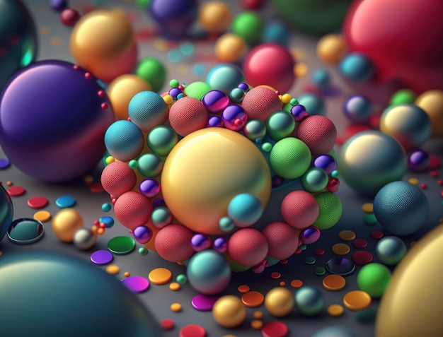 Colorful balls Dynamic liquid shapes background created with Generative AI technology