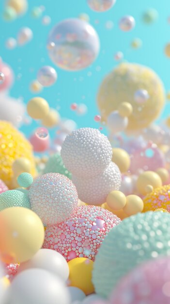 colorful balls floating in the air Abstract background Banner