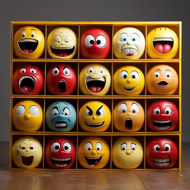 Colorful balls with different face emoticons