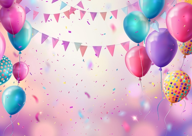 a colorful banner with the words happy birthday on it