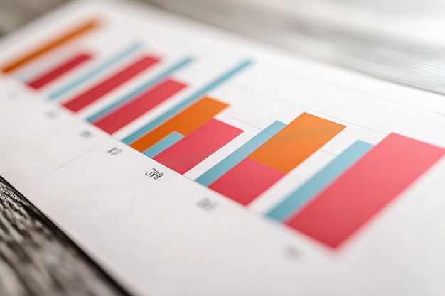 Photo colorful bar chart representing data analysis on paper business graph financial chart statistics visualization concept