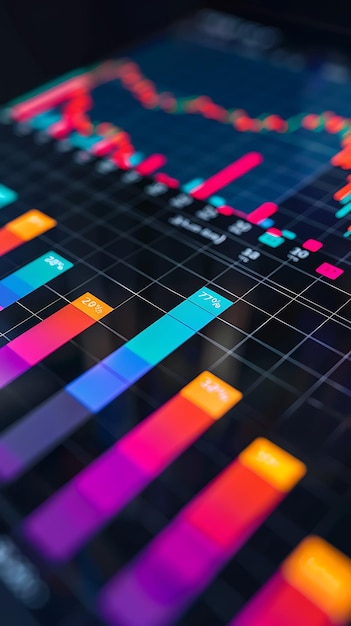 Colorful bar graph of stock performance on a finance tracking app