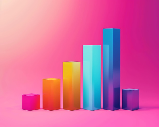 Colorful bar graph with rapid increase gradient background