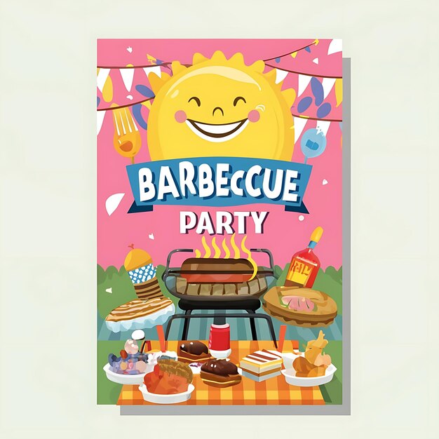 Photo colorful bbq party invitation template