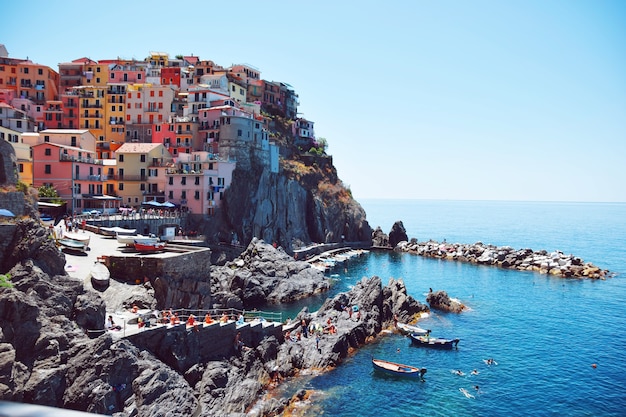 The colorful beach of Manarola