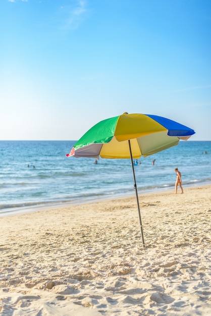 Colorful Beach Umbrella with clear sky