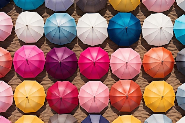 Photo colorful beach umbrellas in the sand