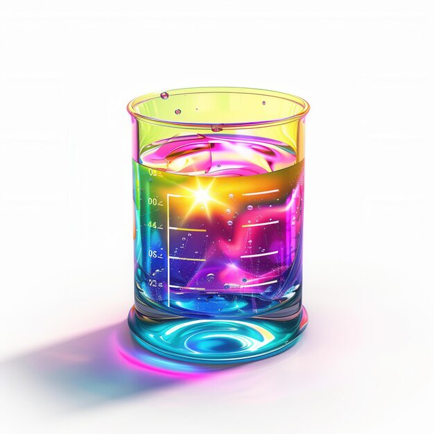 Photo colorful beakers with vibrant liquid for science and art