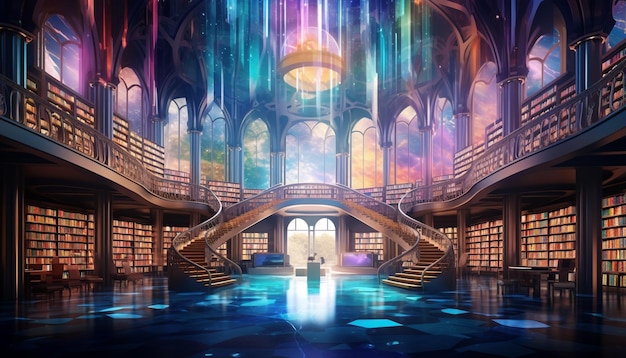 colorful beautiful library