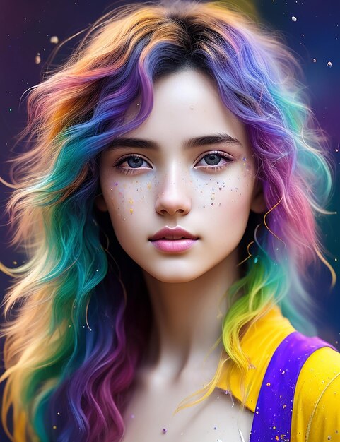 Colorful beautiful woman