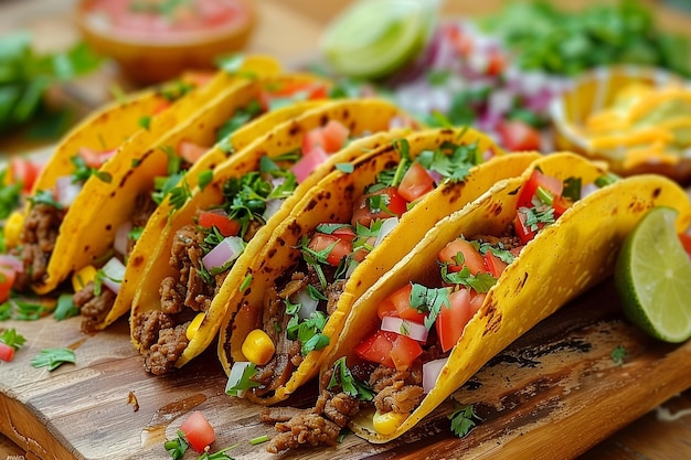 Photo colorful beef tacos with fresh veggies