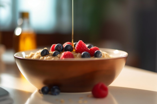 Colorful berry oatmeal bowl