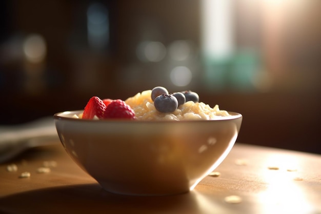 Colorful berry oatmeal bowl