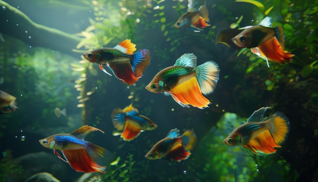 Colorful Betta Fish in Lush Aquarium