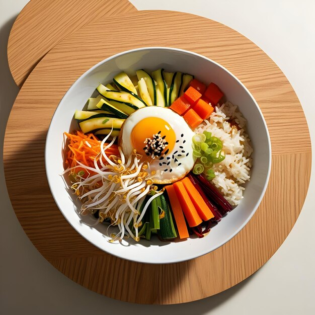 Photo colorful bibimbap bowl