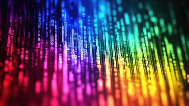 Photo colorful binary code digital background