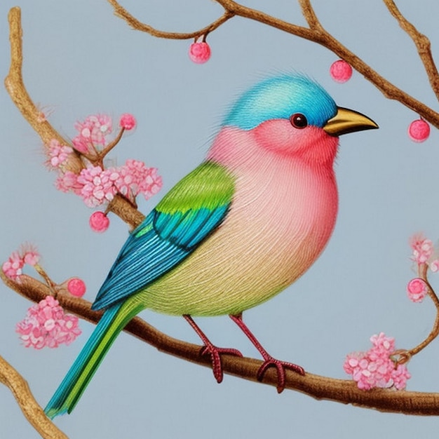 A colorful bird on a branch