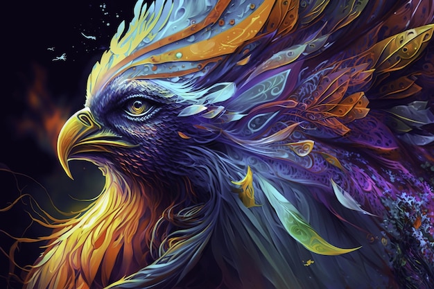 Colorful bird digital art illustration