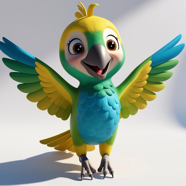 Photo a colorful bird figurine with a blue beak and yellow wings