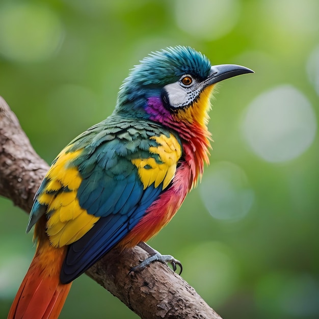 a colorful bird is pcolored beautiful bird sitting on the tree in the jungleerched on a tree branch