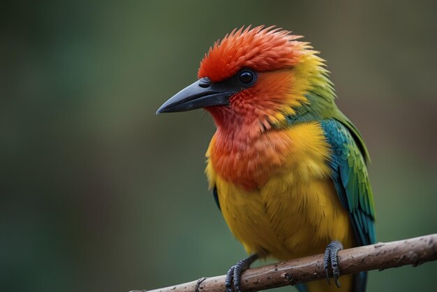 Photo a colorful bird is sitting on a branch