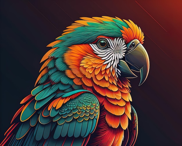 Colorful bird parrot illustration design