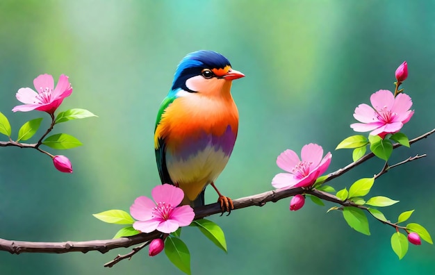 A colorful bird perched on a branch