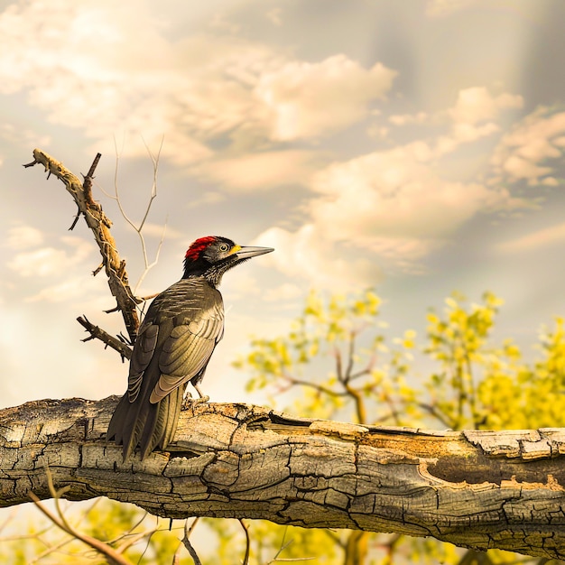 A colorful bird sits on a tree